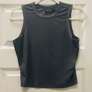 Gray Fitted Crop Muscle Tee